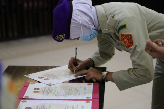 UPNVJ Gelar Serah Terima Jabatan Komandan Resimen Mahasiswa Periode 2021-2022.